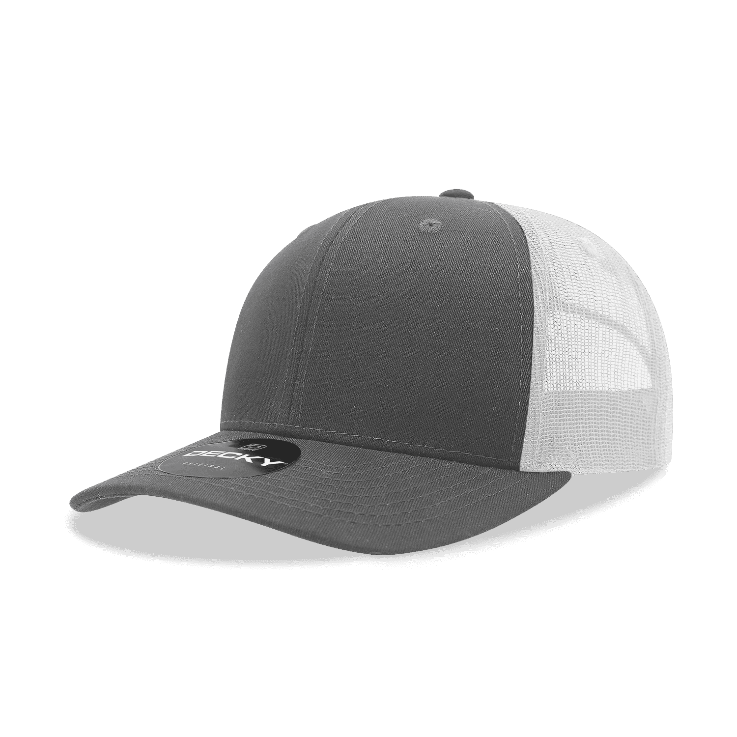 Decky 6021 Mid Profile 6 Panel Poly Cotton Trucker Cap - Charcoal  White