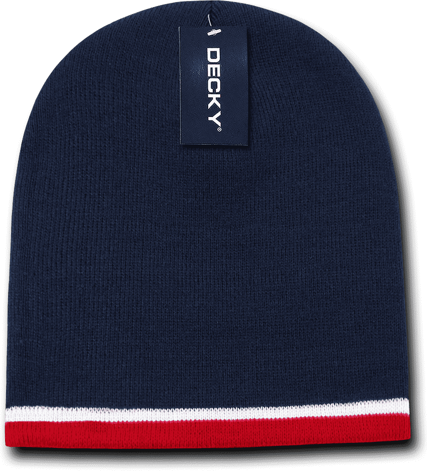 Decky 8015 Double Striped Beanie - Navy White Red - HIT a Double