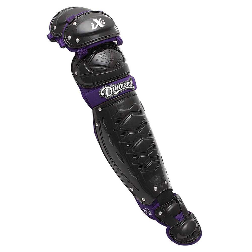 Diamond DCP-iX5 15.5" Baseball Leg Guards - Black Purple - HIT A Double