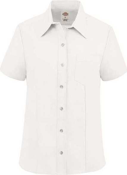 Dickies S254 Women's Short Sleeve Stretch Oxford Shirt - White - HIT a Double - 1