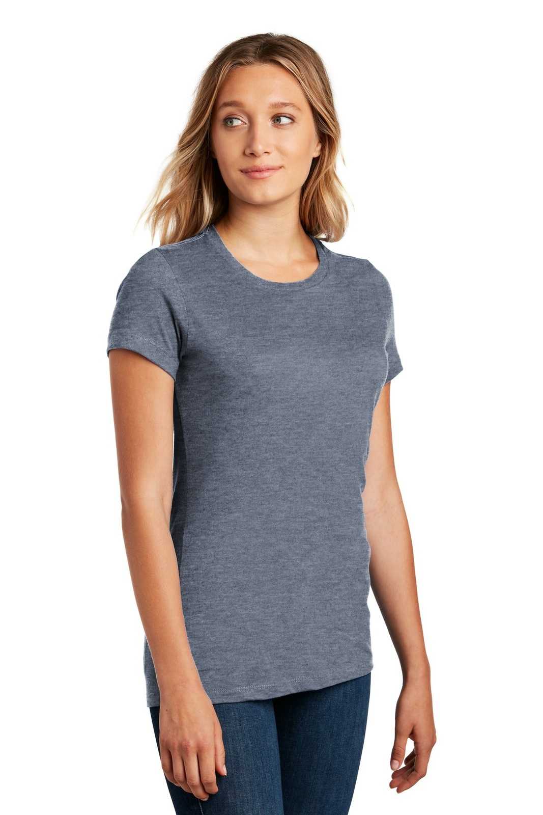 District DM104L Women&#39;s Perfect Weighttee - Heathered Navy - HIT a Double - 4