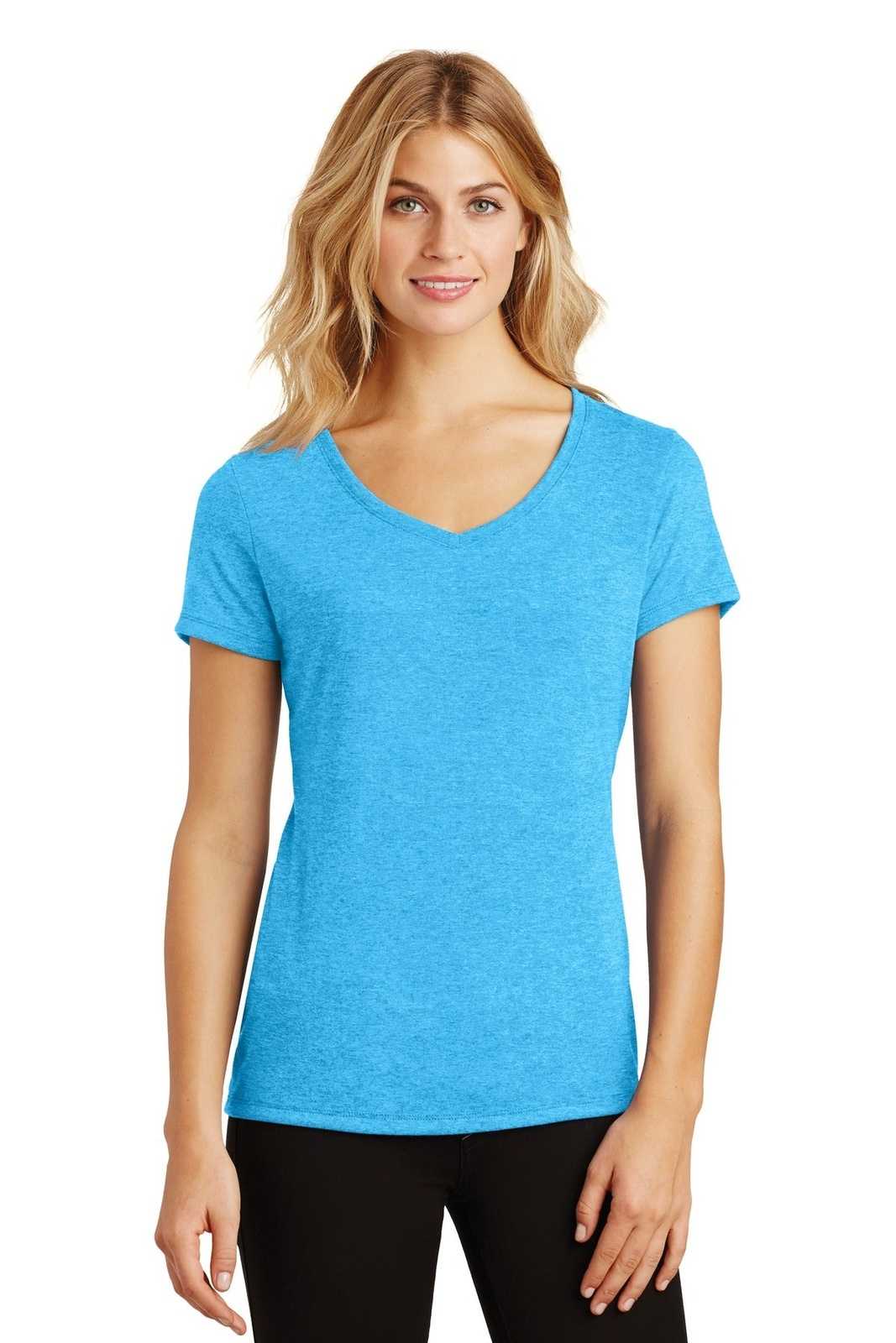 District DM1350L Women's Perfect Tri V-Neck Tee - Turquoise Frost - HIT a Double - 1