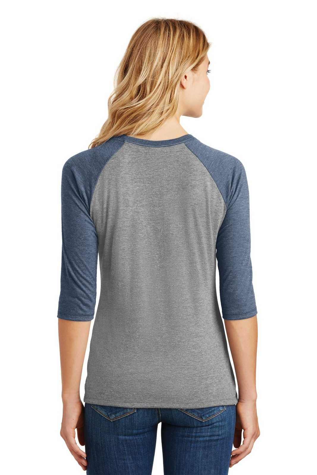 District DM136L Women's Perfect Tri 3/4-Sleeve Raglan - Navy Frost Gray Frost - HIT a Double - 1