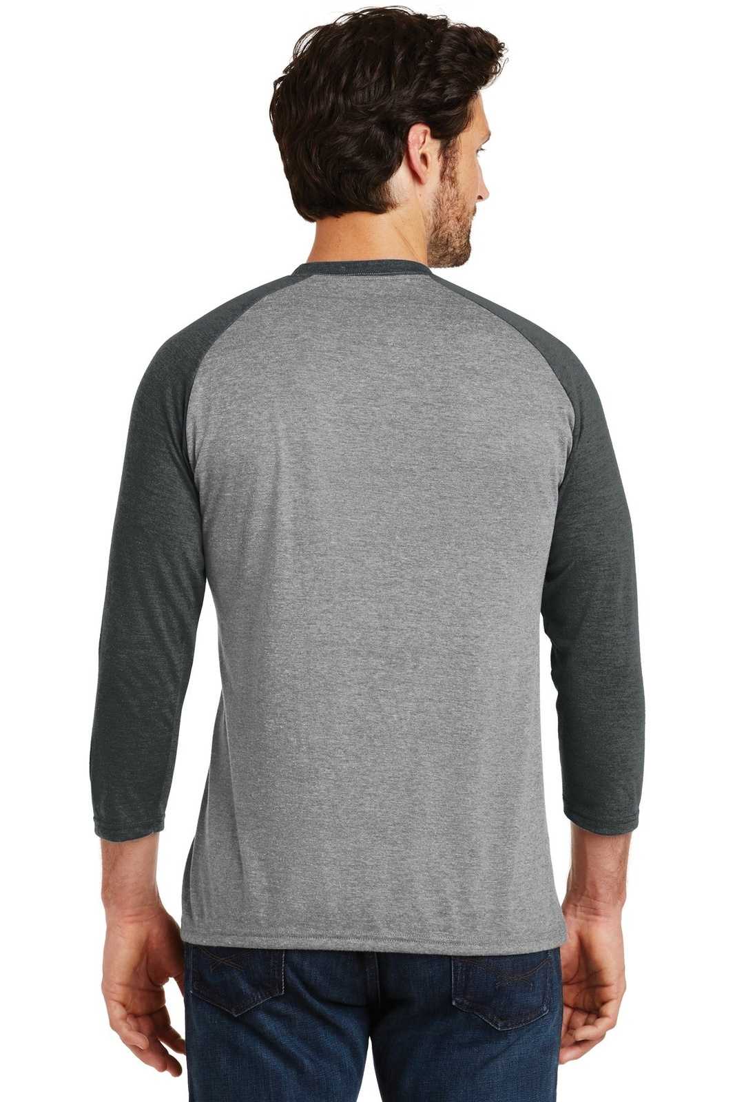 District DM136 Perfect Tri 3/4-Sleeve Raglan - Black Frost Gray Frost - HIT a Double - 1