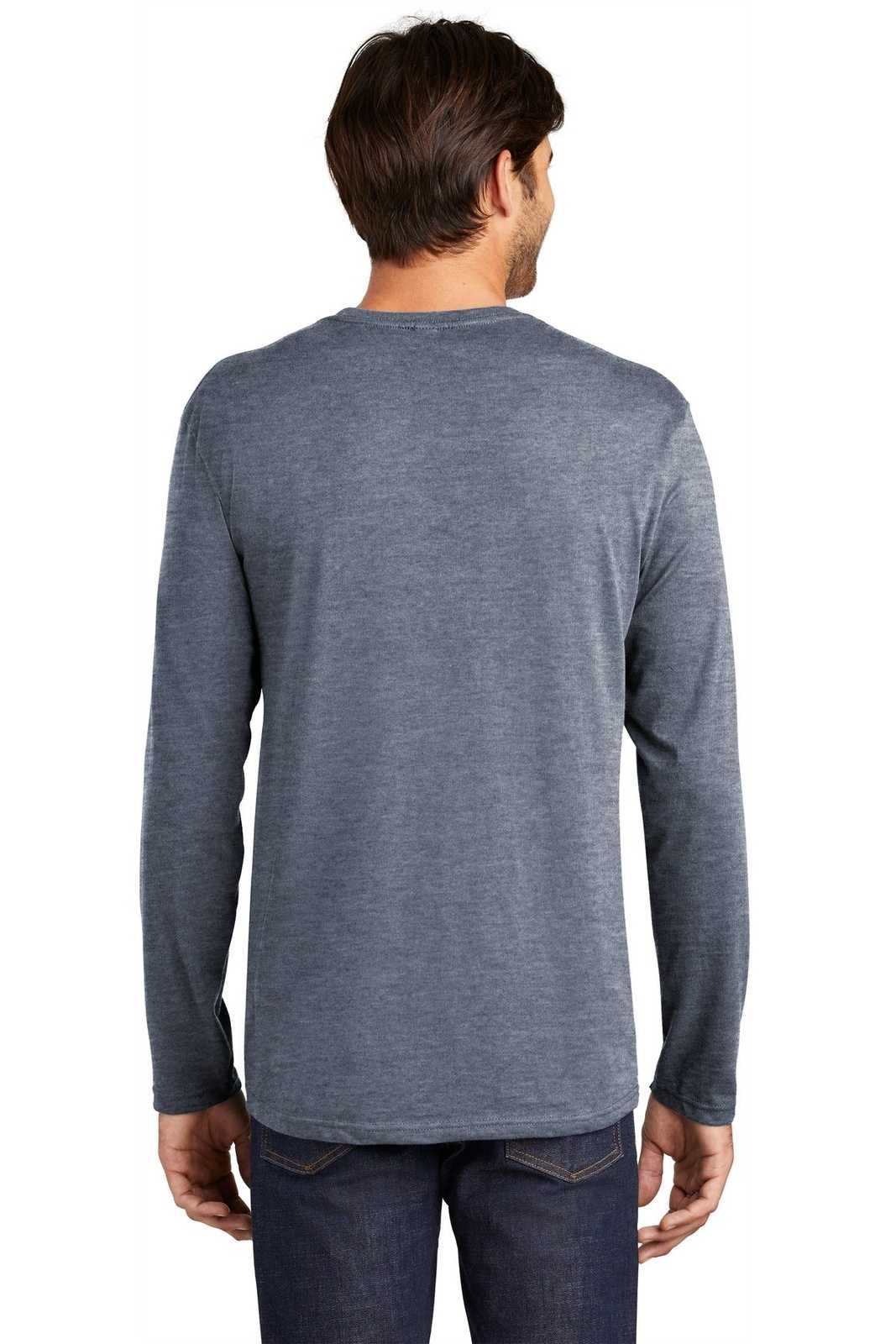 District DT105 Perfect Weight Long Sleeve Tee - Heathered Navy - HIT a Double - 1