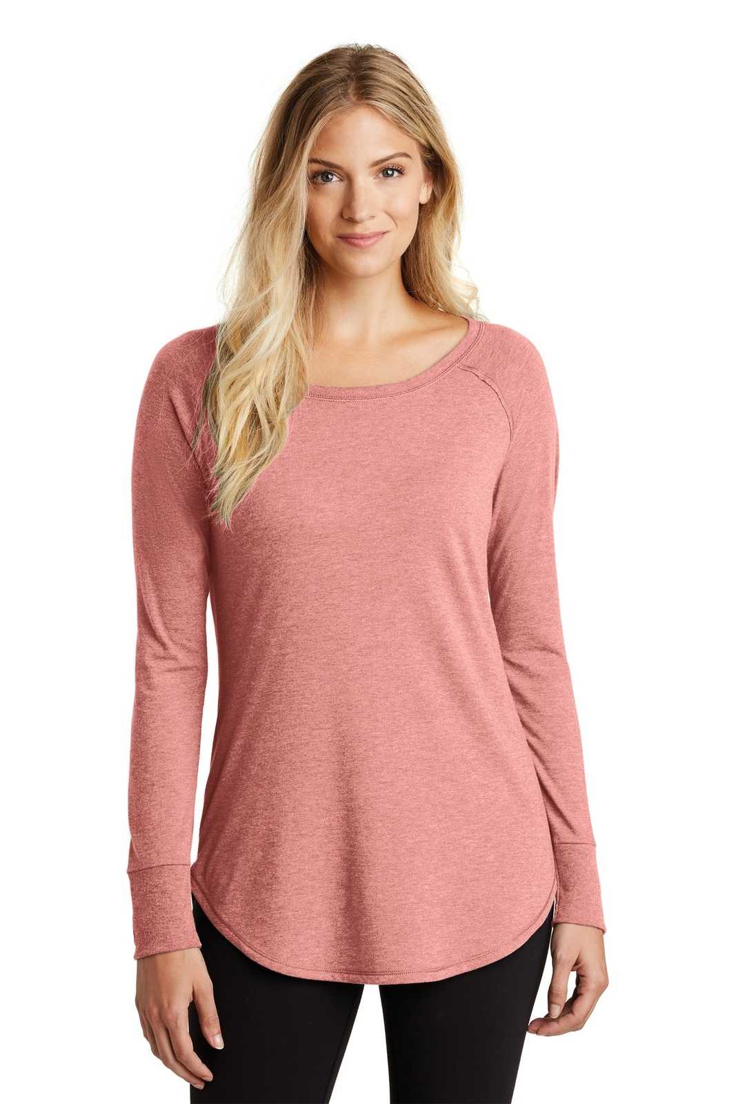 District DT132L Women's Perfect Tri Long Sleeve Tunic Tee - Blush Frost - HIT a Double - 1