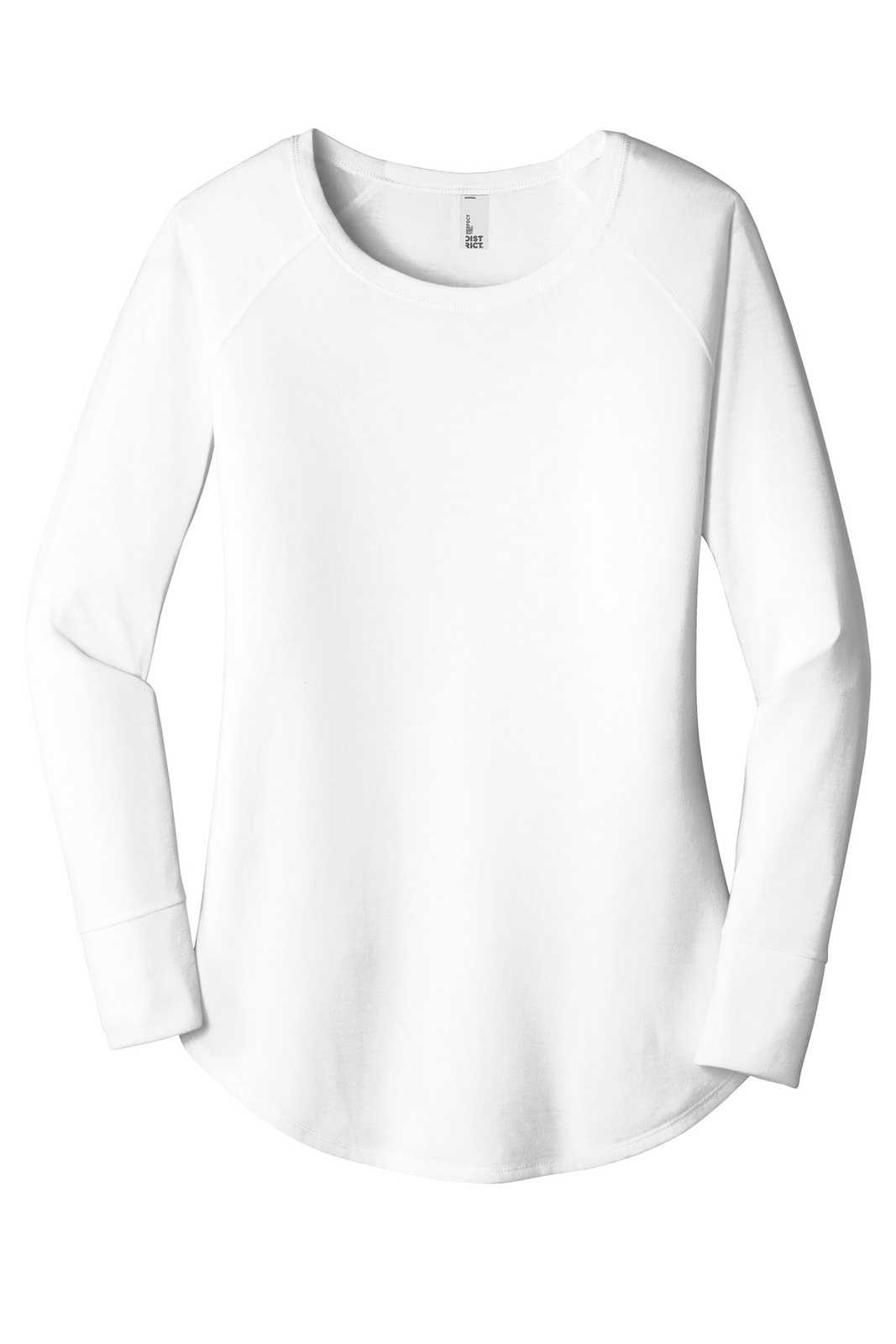 District DT132L Women's Perfect Tri Long Sleeve Tunic Tee - White - HIT a Double - 1