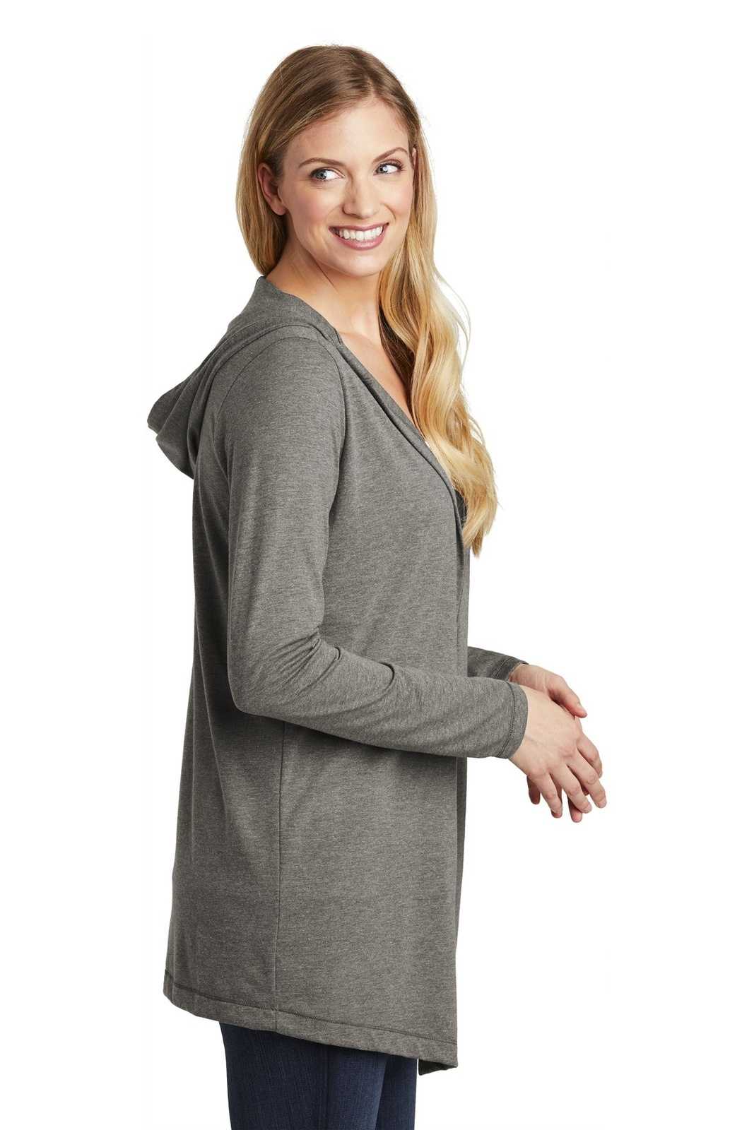 District DT156 Women&#39;s Perfect Tri Hooded Cardigan - Gray Frost - HIT a Double - 3