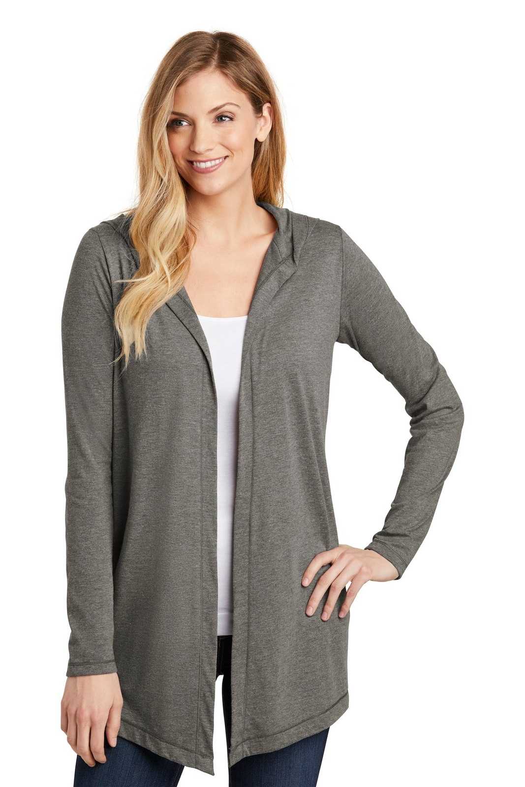 District DT156 Women's Perfect Tri Hooded Cardigan - Gray Frost - HIT a Double - 1