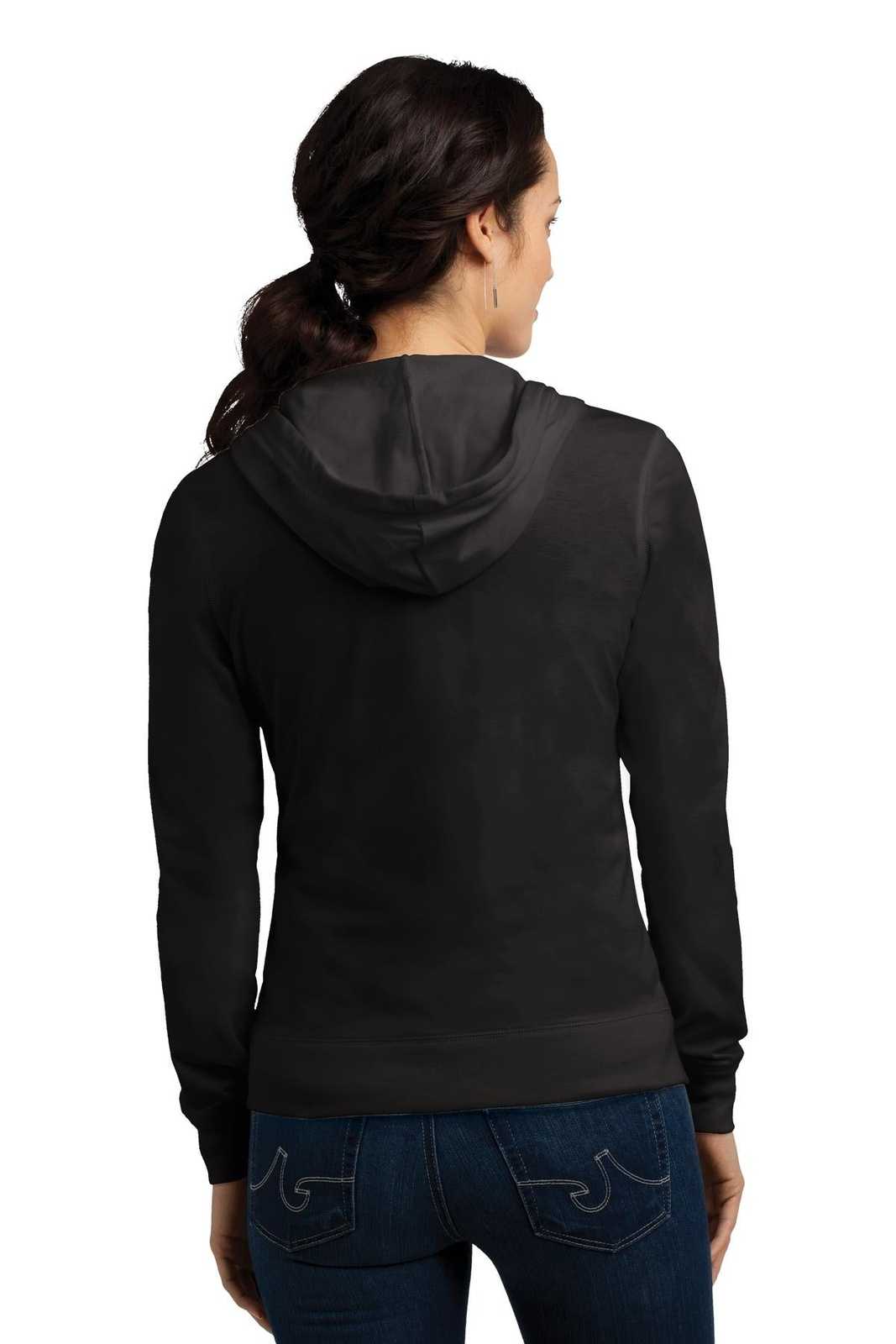 District DT2100 Women's Fitted Jersey Full-Zip Hoodie - Black - HIT a Double - 1