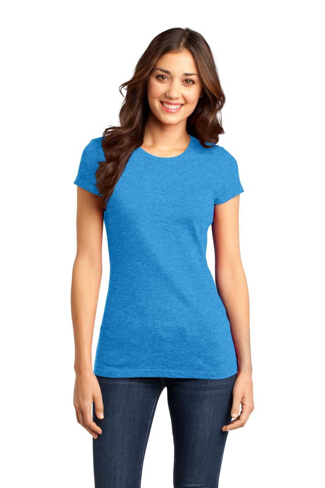 District DT6001 Women's Fitted Very Important Tee - Heathered Bright Turquoise - HIT a Double - 1