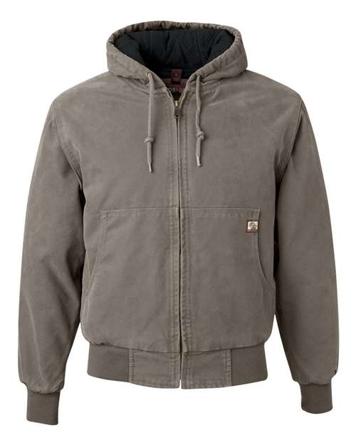Dri Duck 5020T Cheyenne Boulder Cloth Hooded Jacket with Tricot Quilt Lining Tall Sizes - Gravel - HIT a Double