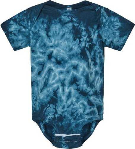 Dyenomite 340CR Infant Crystal Tie-Dyed Onesie - Navy" - "HIT a Double