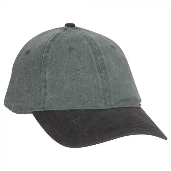 OTTO 10-271 Stretchable Washed Pigment Dyed Cotton Twill Low Profile Pro Style Soft Crown Cap - Black Dark Green - HIT a Double - 1