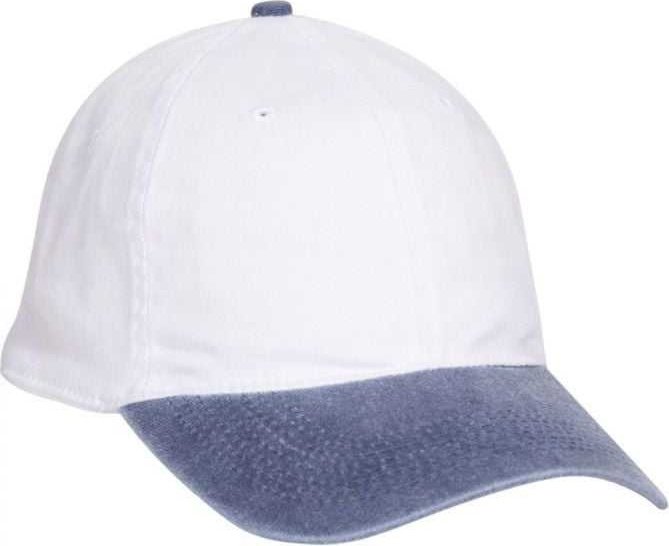 OTTO 10-271 Stretchable Washed Pigment Dyed Cotton Twill Low Profile Pro Style Soft Crown Cap - Navy White - HIT a Double - 1