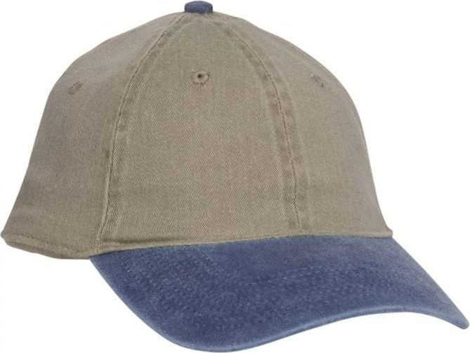 OTTO 10-271 Stretchable Washed Pigment Dyed Cotton Twill Low Profile Pro Style Soft Crown Cap - Navy Khaki - HIT a Double - 1