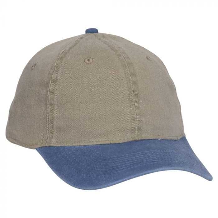 OTTO 10-271 Stretchable Washed Pigment Dyed Cotton Twill Low Profile Pro Style Soft Crown Cap - Sky Blue Khaki - HIT a Double - 1
