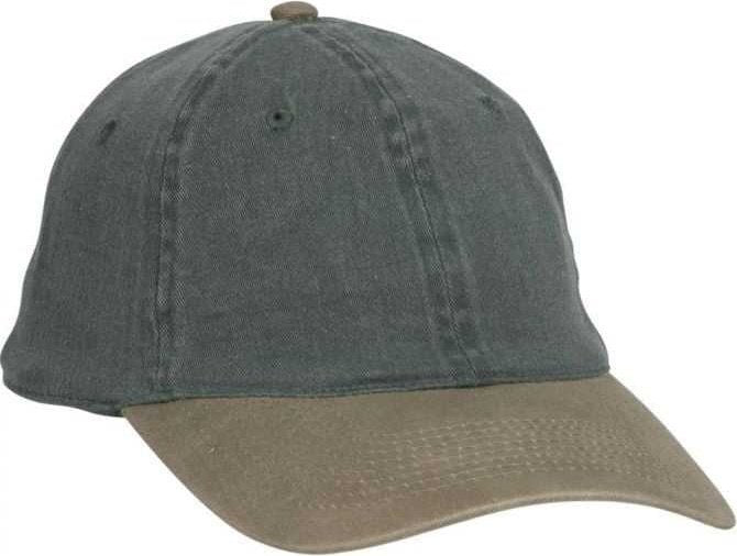 OTTO 10-271 Stretchable Washed Pigment Dyed Cotton Twill Low Profile Pro Style Soft Crown Cap - Khaki Dark Green - HIT a Double - 1