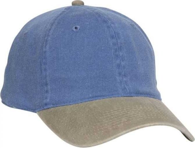 OTTO 10-271 Stretchable Washed Pigment Dyed Cotton Twill Low Profile Pro Style Soft Crown Cap - Khaki Sk.Blue - HIT a Double - 1