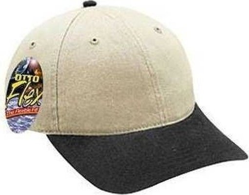 OTTO 10-275 Stretchable Garment Washed Cotton Twill Low Profile Pro Style Cap - Black Khaki - HIT a Double - 1