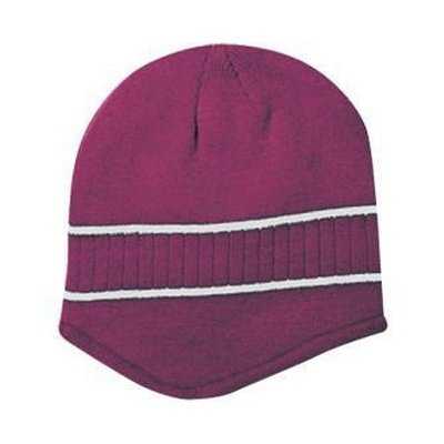 OTTO 100-630 100% Acrylic Knit Beanie with Stripes - Maroon White - HIT a Double - 1
