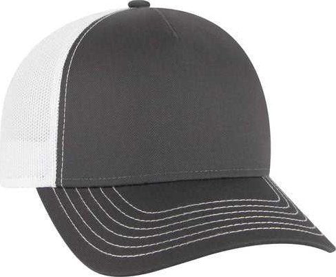 OTTO 102-1318 5 Panel Low Profile Mesh Back Trucker Cap - Charcoal Charcoal White - HIT a Double - 1