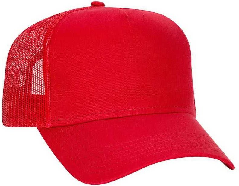 OTTO 102-664 Cotton Twill 5 Panel Low Profile Pro Style Mesh Back Cap - Red - HIT a Double - 1