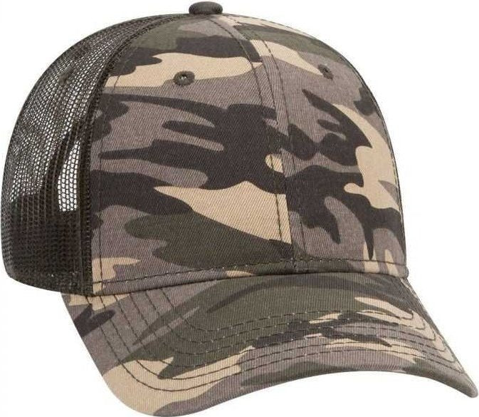 OTTO 105-1247 6 Panel Low Profile Syle Camouflage Cotton Twill Mesh Back Cap - Camo OliveMesh - HIT a Double - 1
