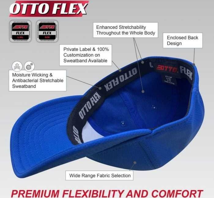 OTTO 13-680 Stretchable Wool Blend Flat Visor Pro Style Cap with 6 Embroidered Eyelets - Royal - HIT a Double - 1