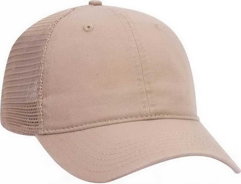 OTTO 121-858 Superior Garment Washed Cotton Twill Low Profile Pro Style Mesh Back Cap - Khaki - HIT a Double - 1