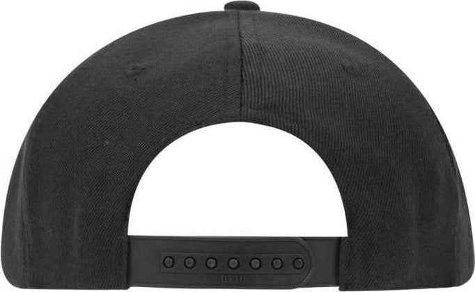 OTTO 125-1137 Promo Alternative Wool Twill Round Flat Visor 6 Panel Pro Style Snapback Hat - Black - HIT a Double - 1