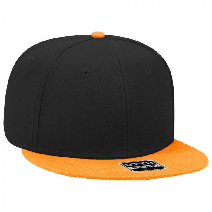 OTTO 125-978 Wool Blend Flat Visor Pro Style Snapback Cap - Orange Black Black - HIT a Double - 1