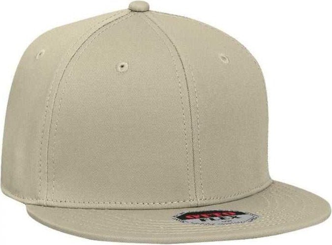 OTTO 13-1006 Stretchable Superior Cotton Twill Flat Visor Pro Style Structured Firm Front Panel Cap - Khaki - HIT a Double - 1