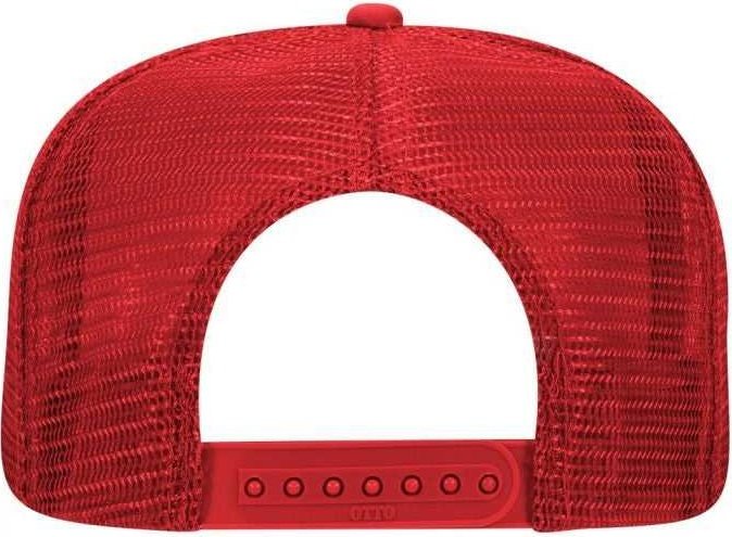 OTTO 132-1037 Polyester Foam Front Flat Visor High Crown Golf Style Mesh Back Cap - Red - HIT a Double - 1