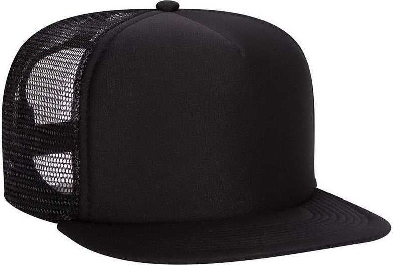 OTTO 132-1037 Polyester Foam Front Flat Visor High Crown Golf Style Mesh Back Cap - Black - HIT a Double - 1