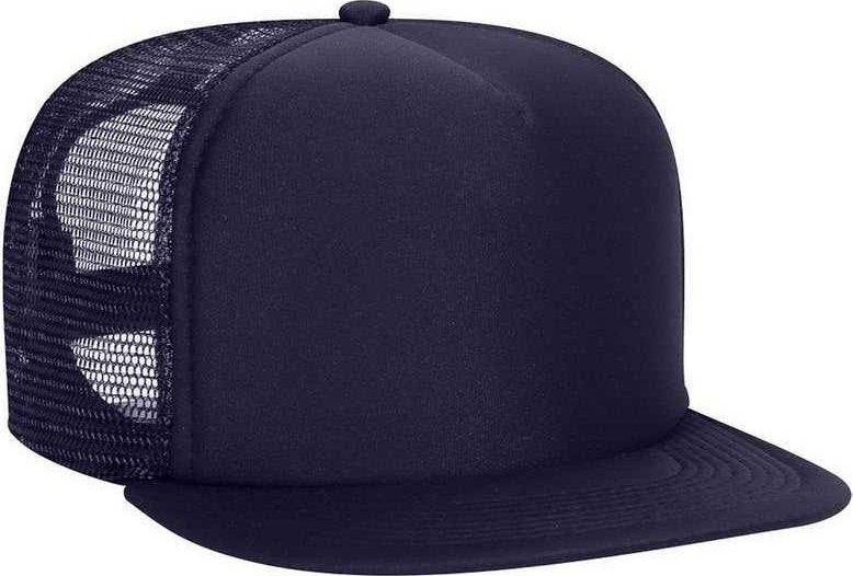 OTTO 132-1037 Polyester Foam Front Flat Visor High Crown Golf Style Mesh Back Cap - Navy - HIT a Double - 1