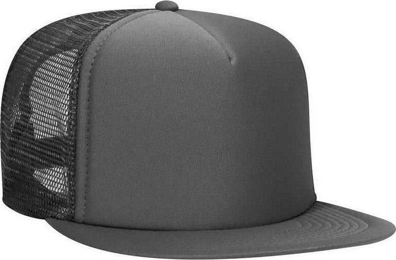 OTTO 132-1037 Polyester Foam Front Flat Visor High Crown Golf Style Mesh Back Cap - Charcoal Gray - HIT a Double - 1