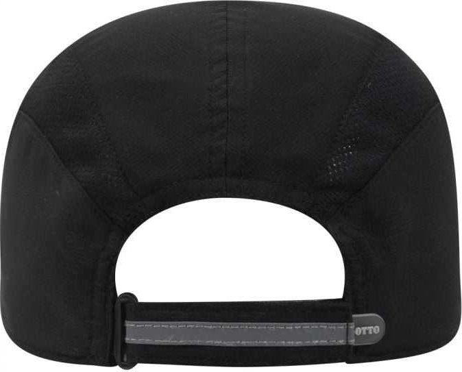OTTO 133-1240 6 Panel Polyester Pongee with Mesh Inserts and Reflective Sandwich Visor Running Cap - Black - HIT a Double - 1