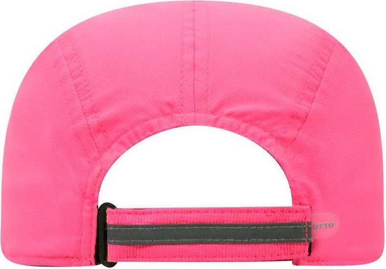 OTTO 133-1252 5 Panel Polyester Pongee Reflective Sandwich Visor Running Cap - Neon Pink - HIT a Double - 1
