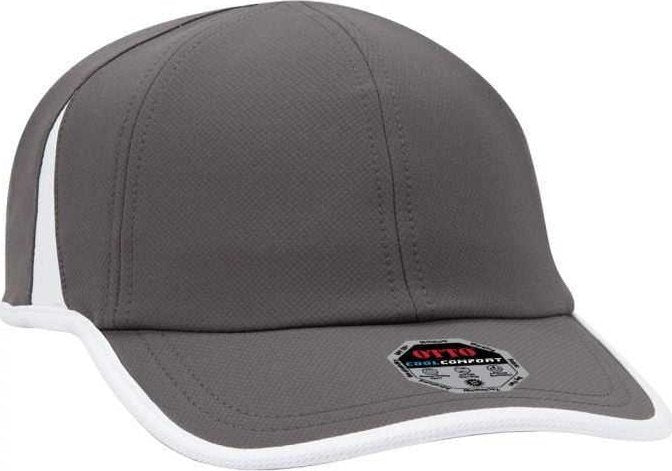 OTTO 133-1254 6 Panel UPF 50+ Cool Comfort Performance Stretchable Knit with Cool Mesh Insert and Binding Trim Visor Running Cap - Charcoal White - HIT a Double - 1