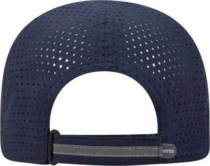 OTTO 133-1258 6 Panel Textured Polyester Pongee with Mesh Inserts Reflective Sandwich Visor Running Cap - Navy - HIT a Double - 1