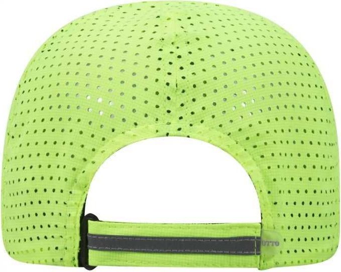 OTTO 133-1258 6 Panel Textured Polyester Pongee with Mesh Inserts Reflective Sandwich Visor Running Cap -Neon Yellow Neon Yellow - HIT a Double - 1