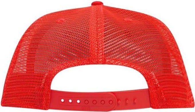 OTTO 141-1070 Superior Cotton Twill Round Flat Visor 6 Panel Pro Style Mesh Back Trucker Snapback Hat - Red - HIT a Double - 1
