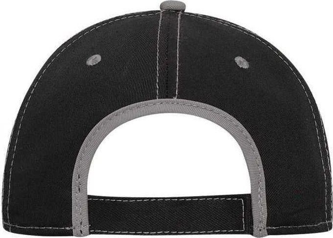 OTTO 147-1071 Superior Cotton Twill w/ Contrast Stitching Binding Trim Visor 6 Panel Low Profile Baseball Cap - Black Gray - HIT a Double - 1