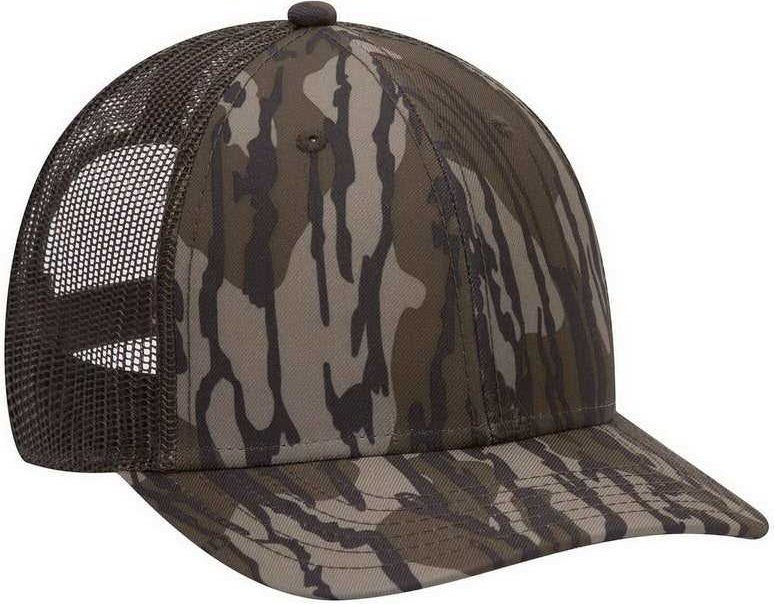 OTTO 171-1293 Mossy Oak Camouflage Superior Polyester Twill 6 Panel Low Profile Mesh Back Baseball Cap - Bottomland Neon Yellow - HIT a Double - 1
