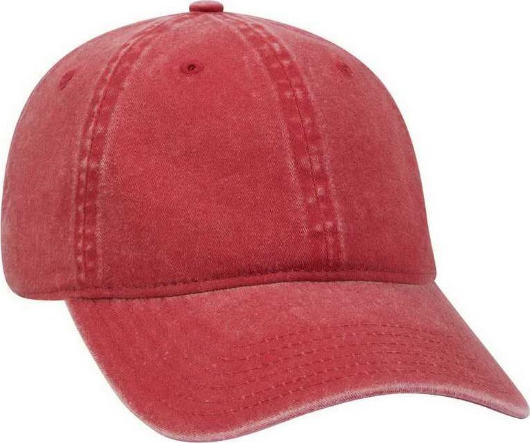 OTTO 18-202 Washed Pigment Dyed Cotton Twill Low Profile Pro Style Unstructured Soft Crown Cap - Red - HIT a Double - 1