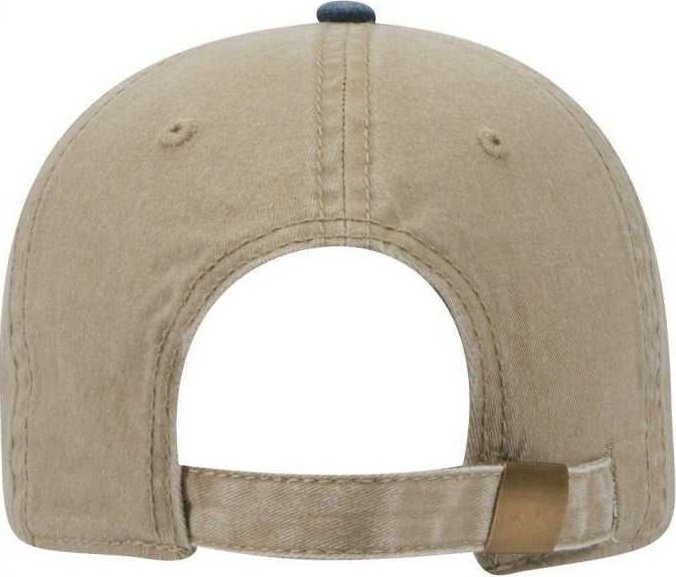 OTTO 18-202 Washed Pigment Dyed Cotton Twill Low Profile Pro Style Unstructured Soft Crown Cap - Navy Khaki - HIT a Double - 2