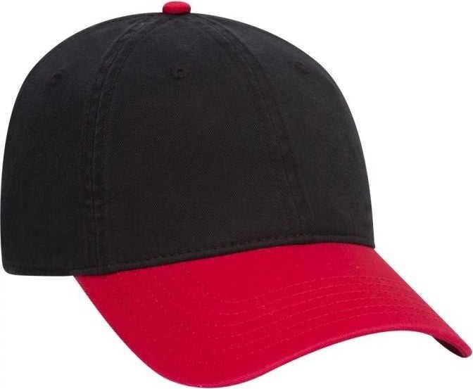 OTTO 18-772 Superior Garment Washed Cotton Twill Low Profile Pro Style Cap - Red Black - HIT a Double - 1