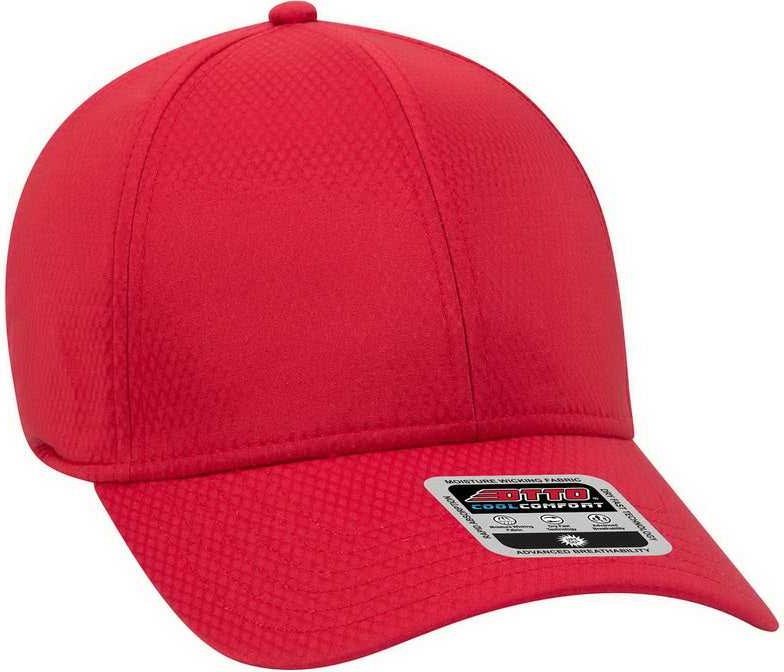 OTTO 19-1253 6 Panel Low Profile UPF 50+ Cool Comfort Performance Stretchable Diamond Knit Cap - Red - HIT a Double - 1