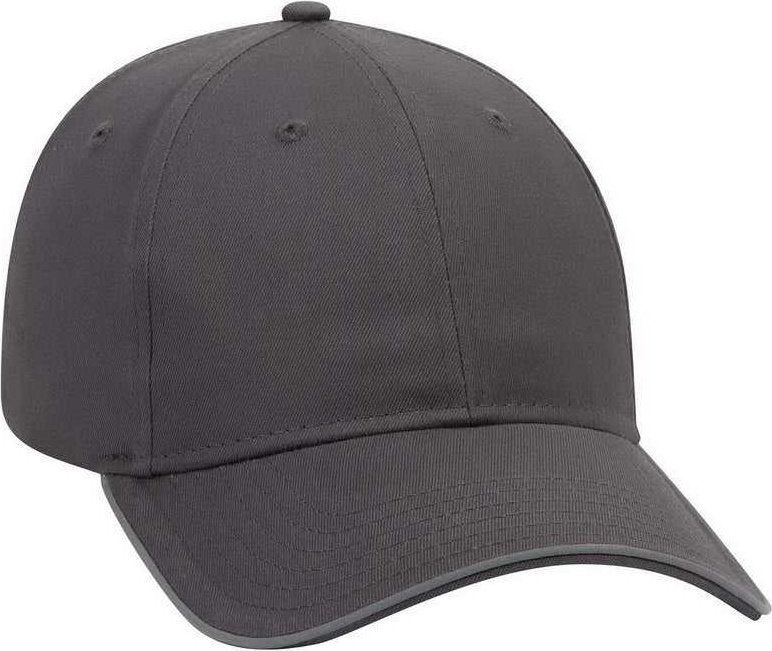 OTTO 19-1261 6 Panel Low Profil Reflective Piping Design Cotton Twill Cap - Charcoal - HIT a Double - 1